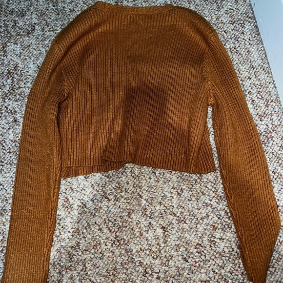 Jun & Ivy golden orange cropped long sleeve button down sweater size S small - Picture 5 of 5